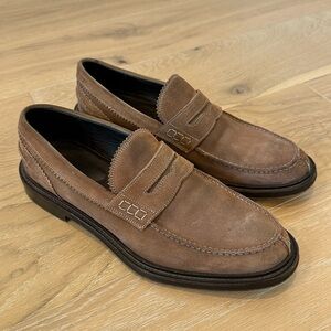 Canali Men’s Suede Penny Loafers Size 43 Italy Business Career Preppy Leather